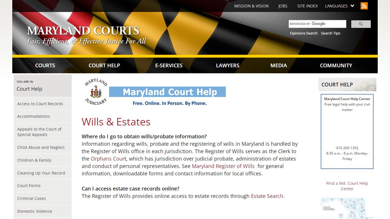 Wills & Estates | Maryland Courts