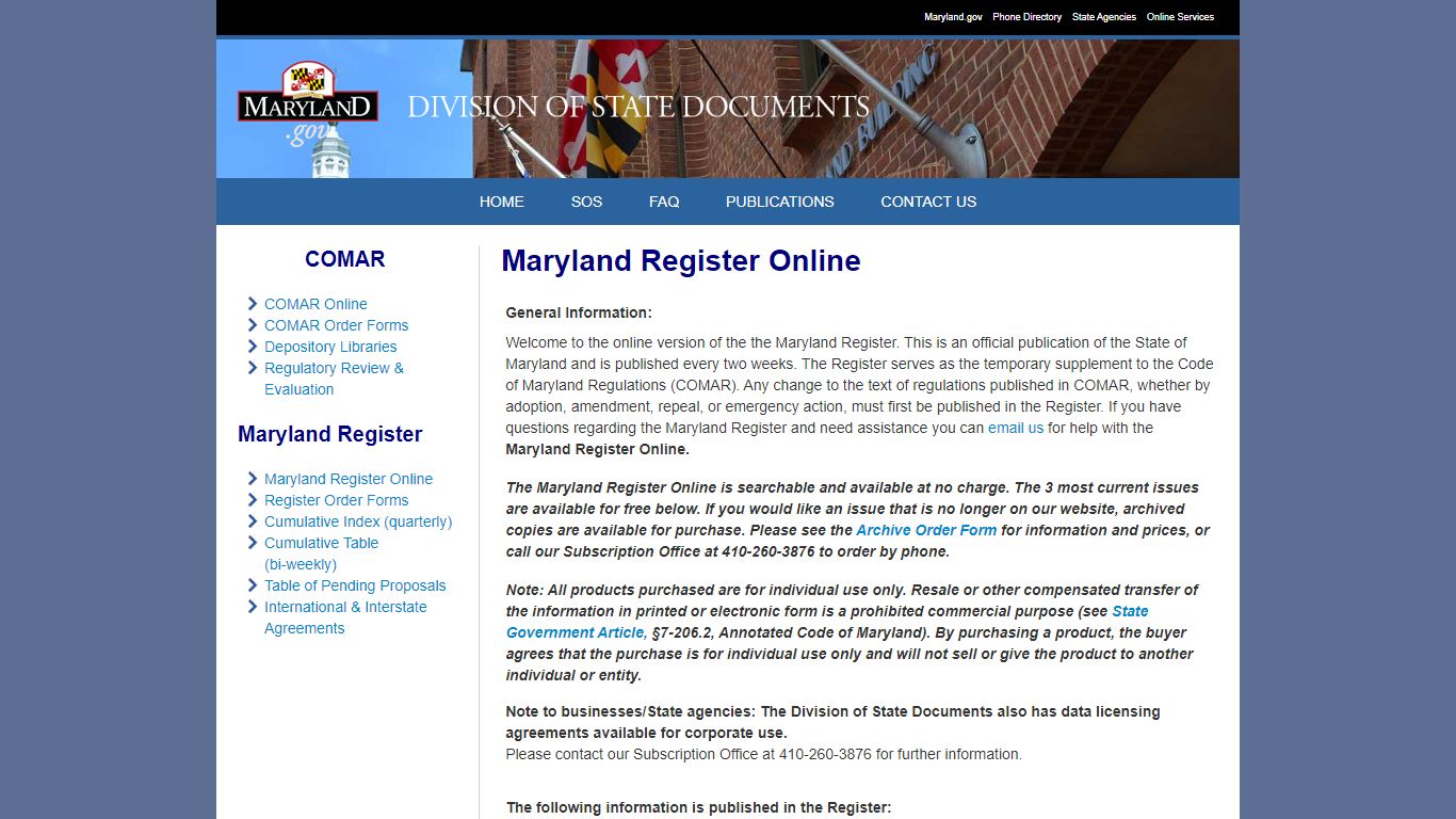 Maryland Register Online - Division of State Documents