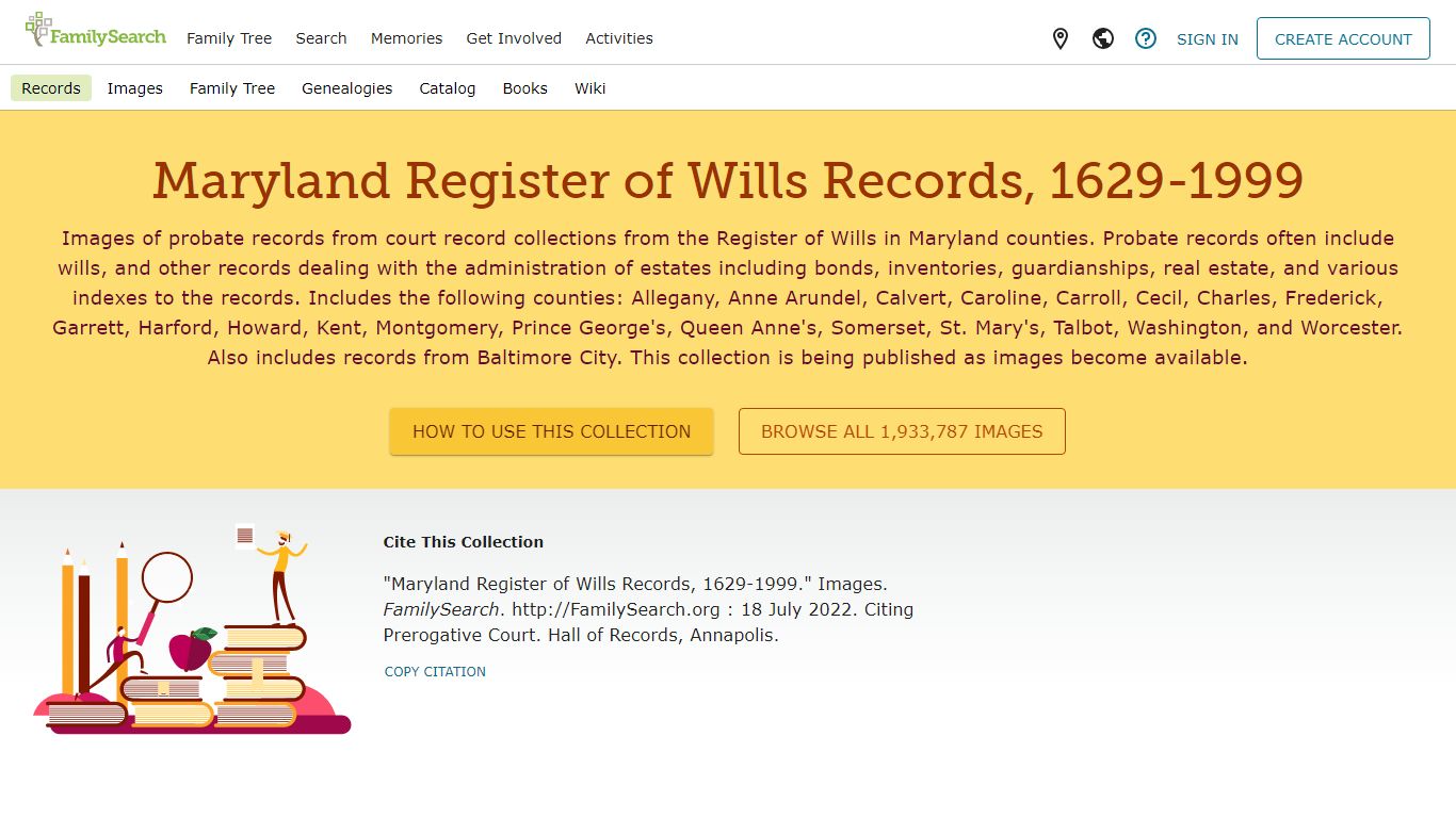 Maryland Register of Wills Records, 1629-1999 • FamilySearch