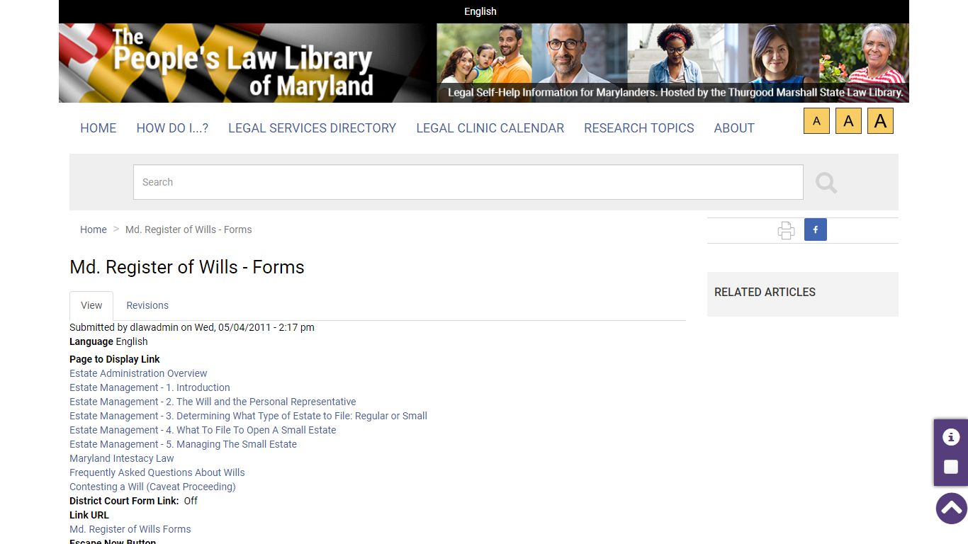 Md. Register of Wills - Forms | The Maryland People's Law Library